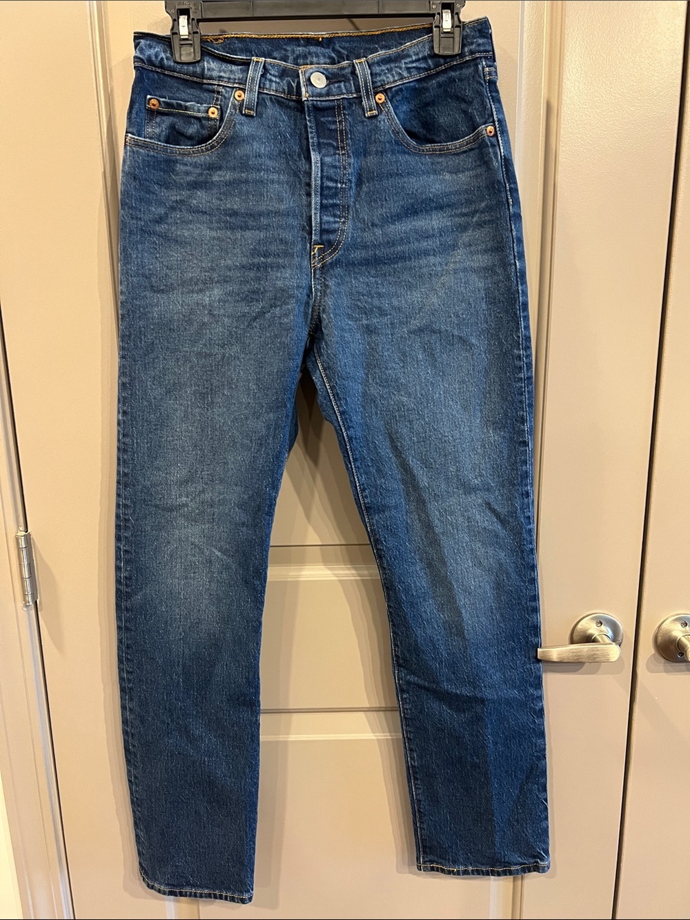 Classic Levi’s 501 Straight Leg Jeans in Medium Blue Denim